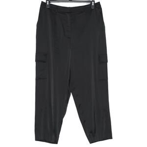 Nicole Miller Cargo Pants Wide Leg High Rise Black XL Minimalist Utility Work